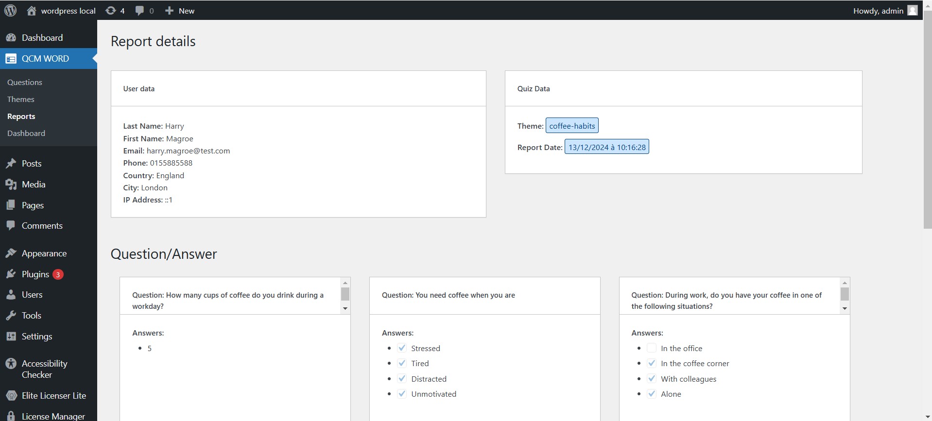 reports detail